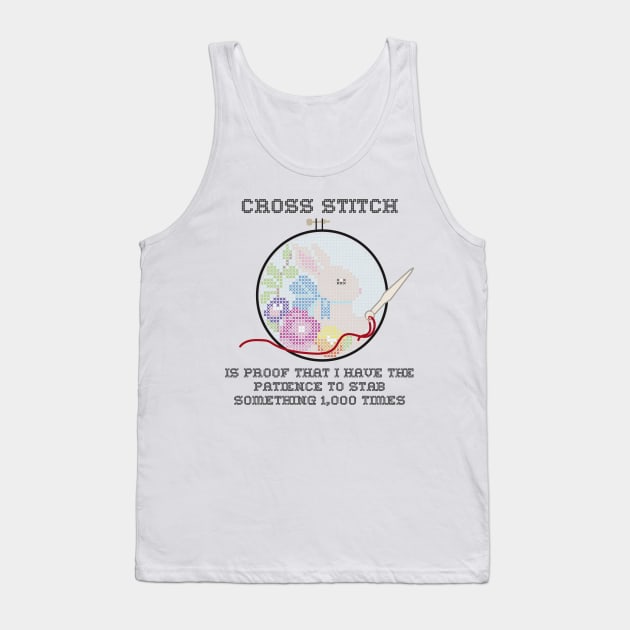 Snarky Cross Stitch Bunny in A Hoop is Stabby Tank Top by YourGoods